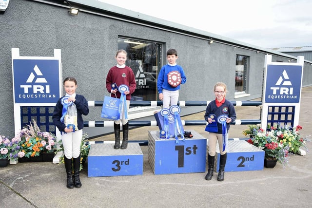 Winners of the Primary 60cm Individual class (Harry Hannaway, Sofia Newell, Tayor-Lee Doyle and Zara Abernethy)