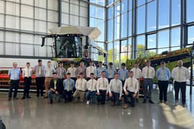 The 22 students come from 10 dealerships: CLAAS Western (Frome, Dorchester & Evesham), CLAAS Eastern (Sleaford & Brigg), CLAAS Manns (Saxham, Norfolk & Market Harborough), Olivers (Luton & Petworth), Rickerby (Hexham, Alnwick & Burscough), Gordons (Castle Douglas, Berryhill & Strathaven), Sellars (Perth, Stirling, & Forres/Invergordon), Morris Corfield (Broseley), Sharnford Tractors and Erwin. (Pic: CLAAS)