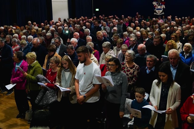 A packed hall at Ballymena Academy for the Farmers' Choir Christmas Concert.