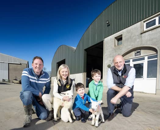 Pictured on Craighall Farm in Antrim are farm host William Clark, Lauren Finlay Regional Manager NFU Mutual, Max Miller (4), Freddie Miller (3) from Antrim with John McLenaghan Deputy President Ulster Farmers’ Union