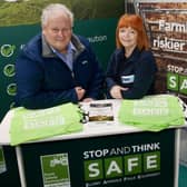 Launching the ‘Farming gets riskier with age’ campaign at the 36th Royal Ulster Winter Fair in Lisburn today, is Harry Sinclair, Chairperson of the Farm Safety Partnership (FSP), and HSENI Principal Inspector Camilla Mackey
