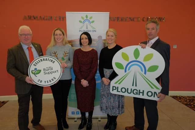 Drew McConnell, Ai Services, Gemma Daly, chair of Rural Support Board, Clodagh Crowe, head of operations and strategic development, Keelin McGartland, Plough On Project co-ordinator, and Eamonn Matthews, Ai Services