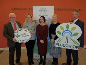 Drew McConnell, Ai Services, Gemma Daly, chair of Rural Support Board, Clodagh Crowe, head of operations and strategic development, Keelin McGartland, Plough On Project co-ordinator, and Eamonn Matthews, Ai Services