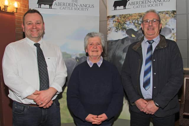 Aberdeen Angus Society council members, Alan Morrison, senior vice-president; Cathy O’Hara and Ivan Forsythe. Picture: Julie Hazelton