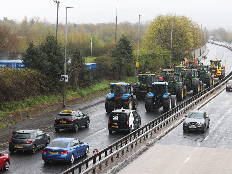 Vehicles on Sydenham by-pass in Belfast, as the National Fuel Protest against rising fuel prices continues. Picture date: Tuesday April 14, 2026. PA Photo. Photo credit should read: Liam McBurney/PA Wire