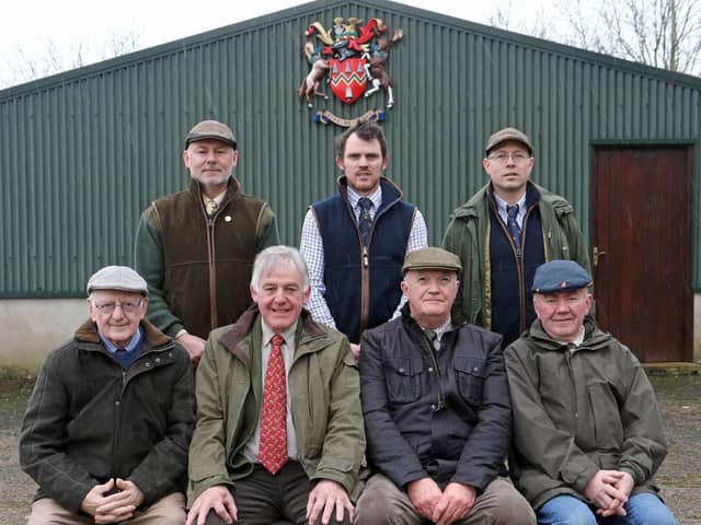 Megargy and District Game and Conservation Society, front row from left, James Atkinson honorary president, Ian Glendinning chairman, Raymond Gray, treasurer, and Jeffrey Gilmour, committee member. Back row from left, Jonathan Mawhinney, committee member, Robert Glendinning, member, and Jonathan Hudson, member. Picture: Submitted