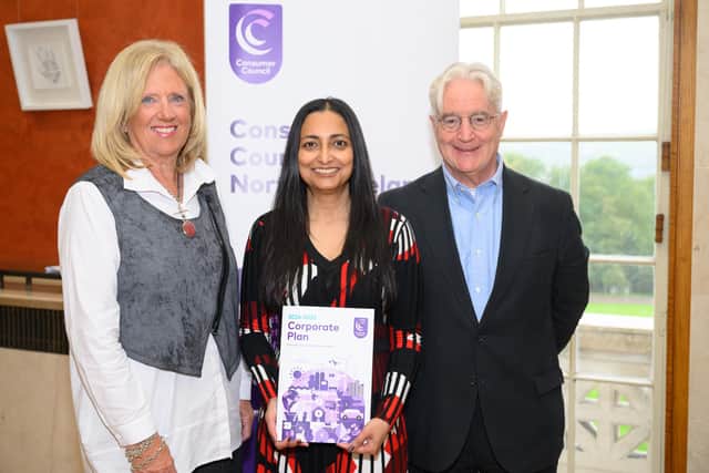 Heather Moore, Board Member, Noyona Chundur, Chief Executive and Mick McAteer, Board Member.