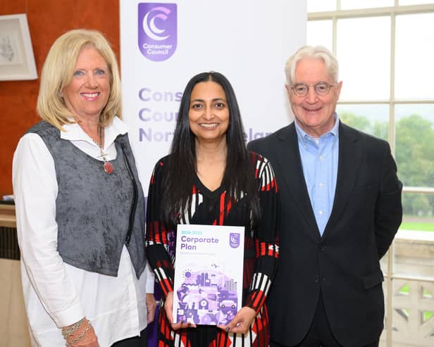 Heather Moore, Board Member, Noyona Chundur, Chief Executive and Mick McAteer, Board Member.