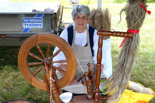 Flax spinning by Beth Black, Cookstown, at the Tullylagan Vintage Owners Association annual vintage rally. Picture: Alan Hall
