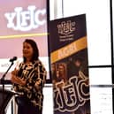 Heather Wildman speaking at the YFCU Cultivating Young Leaders session in the Silverbirch Hotel, Omagh. Picture: YFCU