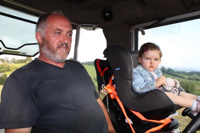 Waynne Toner with  Olivia arrive for the tractor run at Ardarragh. Picture: Billy Maxwell