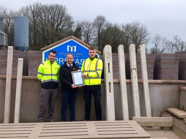 Craig Scott, UFU corporate sales executive welcomes Ryan McGarrity and Fearghal McGarrity from McGarrity Bros Ltd as its newest corporate member. (Pic: UFU)