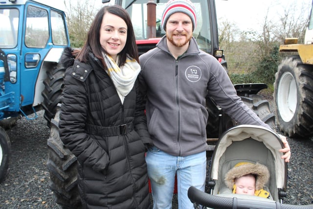 Neil and Beverley Cardwell with their newborn baby at the tractor run last Saturday