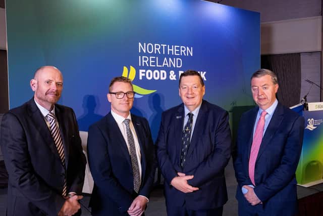 Joe Manning, Tesco Ireland and Northern Ireland Commercial Director, Simon Fitzpatrick, NIFDA Chair, Michael Bell OBE, NIFDA Executive Director and Pat Murphy, Kinisla CEO