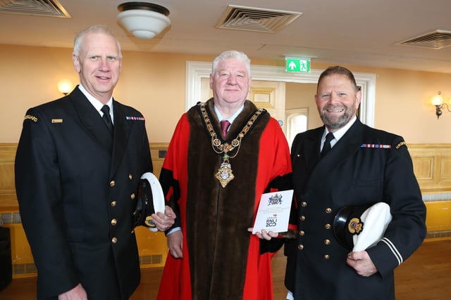 The Mayor with RNLI representatives at the service