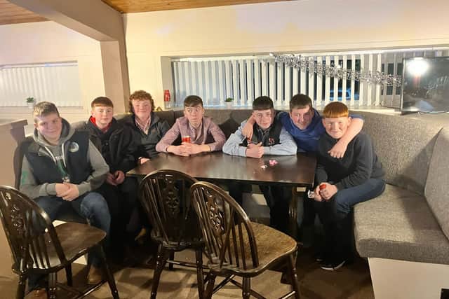 Holestone YFC's junior boys taking a break from the social which was held recently. Picture: Holestone YFC