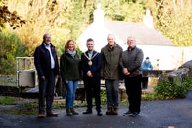 From left to right: Councillor Uel Mackin, Sara McClintock (chair), the Lord Mayor Councillor Ryan Murphy, Dr Andy Bridge (manager) and Councillor Alan Martin. Picture: Submitted