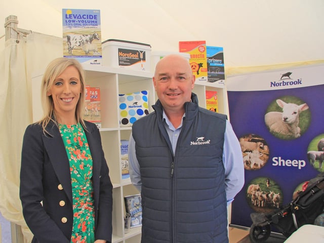 Upper Bann MP Carla Lockhart with Kevin Corry from Norbrook. Picture: Julie Hazelton
