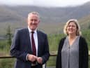 Northern Ireland's Finance Minister Conor Murphy and Antonia Boyce from the Hutton Institute. The James Hutton Institute has been appointed to undertake research on the long-term future of the Mourne Mountains.