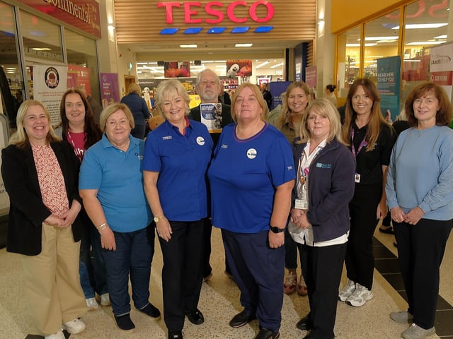Charity representatives Pamela Keery (Belfast Drug and Alcohol Coordination Team (BDACT)), Alyson Dollin (Regional Officer at Arthritis UK), Emily Wilson (Alzheimer’s Society), Caroline Edmondson (Community Champion at Tesco Bangor), Alan Kinghan (North Belfast Men's Shed), Donna McCotter (Community Champion at Tesco Yorkgate), Lauren Shanks (Mencap NI), Paula Kennedy (Breast Imaging BHSCT), Sarah Jewell (N. Ireland Hospice) and Moira McCallan (Cancer Lifeline).