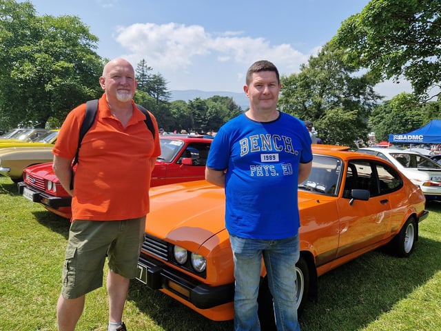 Jim McNeilly, Armagh, and Robert Phoenix, Hamiltonsbawn, at this year's Kilbroney Vintage Show which was held at Kilbroney Forest Park, Rostrevor. Picture: Darryl Armitage