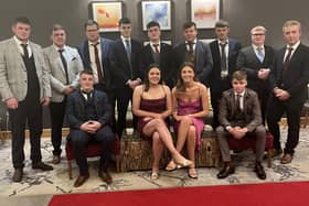 Back row left to right, Ronan Kelly, Sean Quinn, David Henderson, Cormac Casey, Alex Crawford, Nathan McCrabbe, Gareth Forsythe, John Cummings and Luke Rodgers. Front row left to right, Troy Preston, Caoimhe McCann, Serena McKelvey and Simon Gallagher. Picture: Strabane YFC