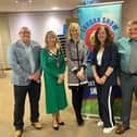 Pictured at the show launch are, from left: Cllr Peter Haire; Lord Mayor Margaret Tinsley; Upper Bann MP Carla Lockhart; Michele Doran and Billy Gibson, Lurgan Show.