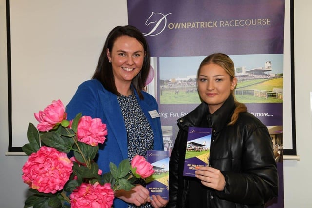 CAFRE Enniskillen Campus Level 3 student Grace Harrison (Newtownabbey) talks to Ruth Morrison from Downpatrick Racecourse about the range of careers available to her.