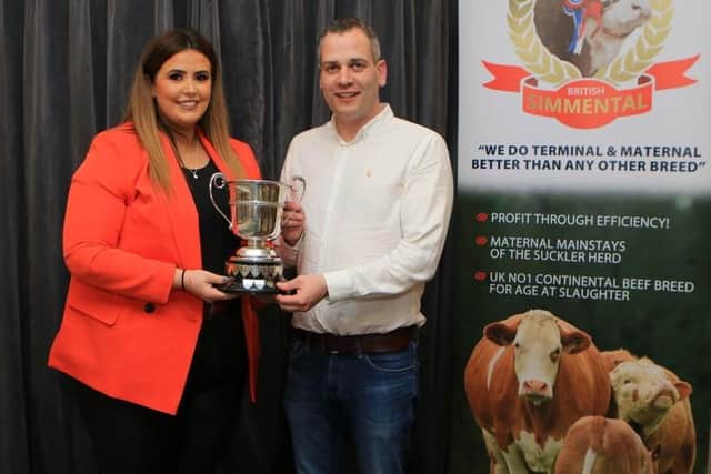 The W.H. Robson & Sons Trophy was taken home by Robert Farrell. (Pic: NI Simmental Club)