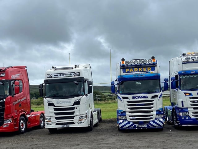 A line-up of trucks in Armoy