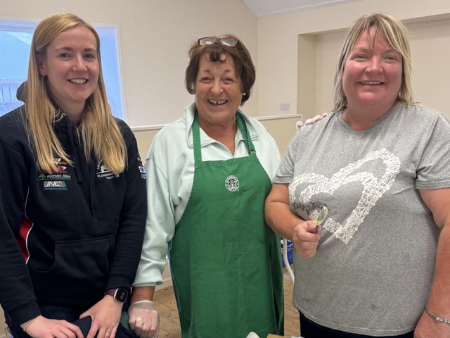 Ashleigh Gill, Kathleen Lyons and Libby Gill provided excellent catering facilities at Listooder Ploughing Match on Saturday