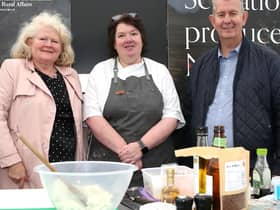 Edwin Poots, DAERA minister is pictured at the launch of the Power of Good campaign with celebrity chef Paula McIntyre and Michele Shirlow, chief executive, Food NI