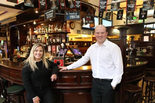 James McAllister with sister Pieta at the Morning Star pub/restaurant in historic Pottinger’s Entry as he prepares for next week’s Belfast Restaurant Week.