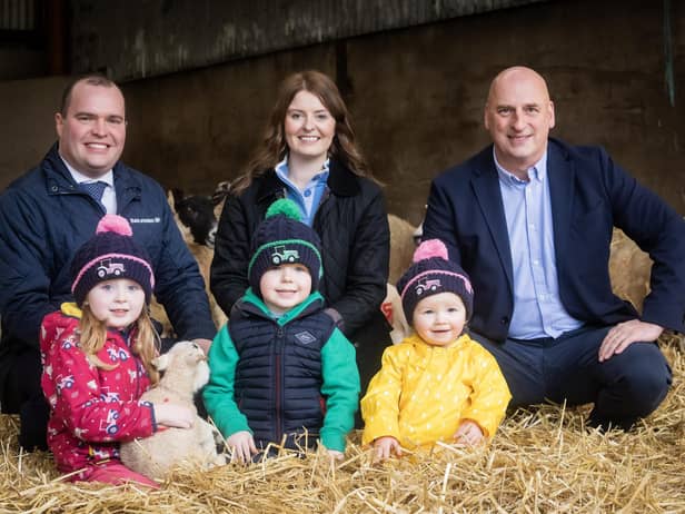 Pictured on Craighall Farm, Antrim, to launch Bank of Ireland Open Farm Weekend 2023 is Richard Primrose Bank of Ireland UK Agri-Business Manager, Claire Clarke from Craighall Farm, Ulster Farmers’ Union deputy president, John McLenaghan, and Sadie, Freddie and Evie Morton. Craighall Farm is one of 20 farms participating in this year’s event over Father’s Day weekend 16-18 June