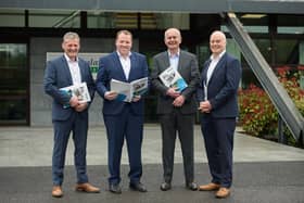 Keith Agnew, Vice-Chairman; Colin Kelly, Group CEO; Peter Sheridan, Group Chief Financial Officer; Niall Matthews, Chairman;  Lakeland Dairies.