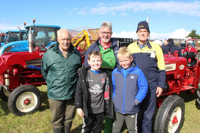 Locals supporting the Ballyward Parish Church Vintage Day (from left) Junior Burrows, David McCully and Bryson, James McCully and Thomas Porter