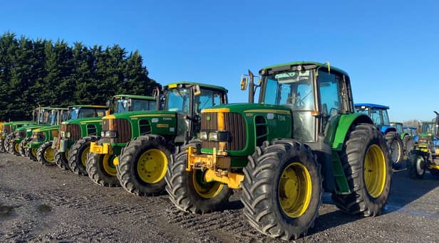 Selection of John Deere tractors.