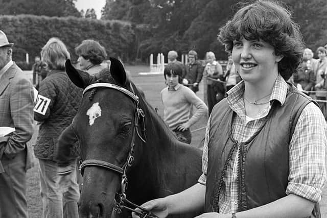 Seventeen-year-old Dianne Foster from Greyabbey, Co Down, pictured in late July 1980, with her pony, Woodvale Silver Charm, at the Antrim Show which was held in the Castle Grounds. Picture: News Letter archives/Darryl Armitage
