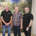 Marking outstanding service milestones at Pilgrim’s Europe Dungannon are Derek Hazelton (50 years), Freddie Dunn (45 years), and Harold Kirkland (44 years), pictured alongside Despatch Manager Shane Coney, who has completed 10 years with the company.