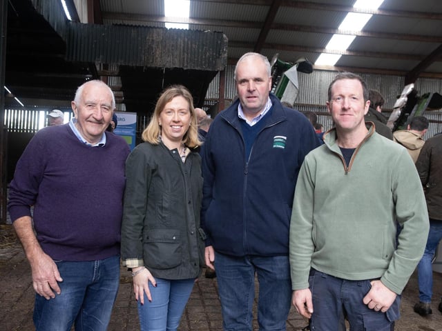 Dessie, Helen and Matthew Workman pictured with UGS President Ivor Lowry, second right, during the Society’s Autumn Meeting at Workman Farms, Aghadowey