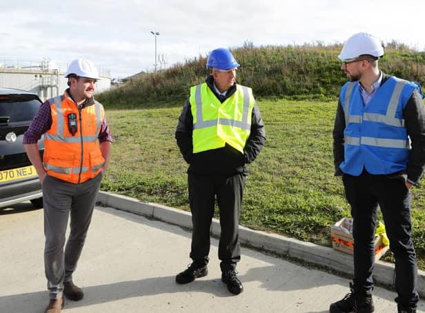 Minister Poots is pictured with Jake Harrison, operational manager, UK and Ireland, Bio Capital (left) and Dr David McKee, chief technical officer, Bio Capital (right)