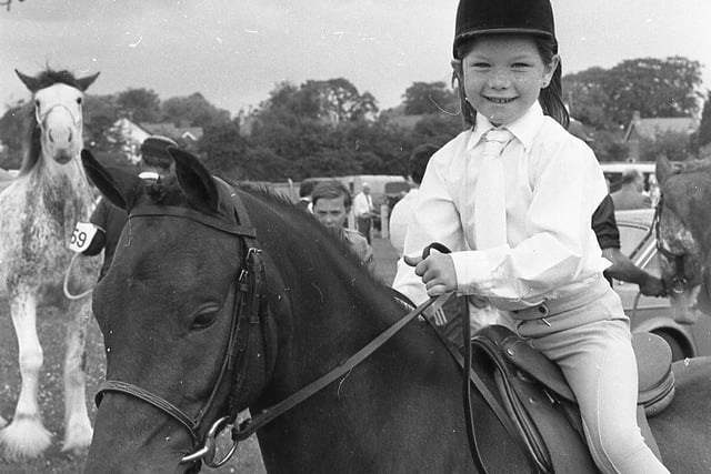 Dianne Keys with her pony which competed in the leading reins class at the Ballymena Show in June 1982. Picture: Farming Life/News Letter archives
