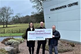 Pictured: Hayley O’Neill (2006 and 2009 graduate), Peter Simpson (Head of Food Technology Branch), and Russell Ramage (2002 graduate).