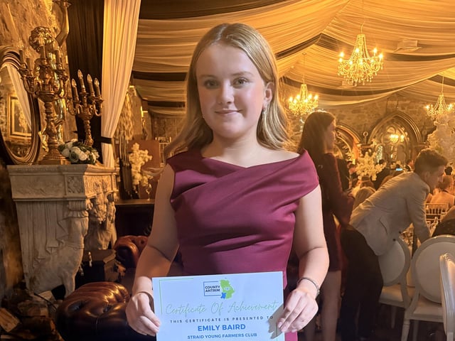 Emily Baird, (Straid YFC) received first place in the junior home management competition.
