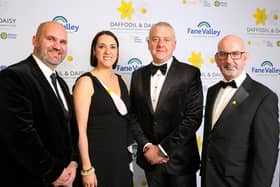 Phil Alexander, CEO Cancer Fund for Children, Claire Bowman, Corporate Manager, Irish Cancer Society, Trevor Lockhart MBE, Fane Valley Group, Chief Executive and Conor O’Kane, Marie Curie Senior Partnership Manager. Pic: Kieran McAlinden