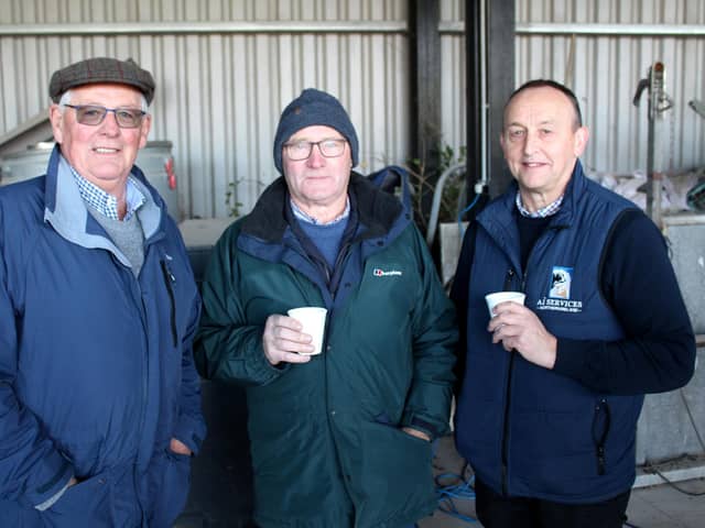 Taking part in the Ulster Grassland Society visit to Drayne's Farm, near Lisburn, Co. Antrim (l to r): William Moore, Dervock; Roy Irwin, Dervock; and Ivan Minford, Ai Services