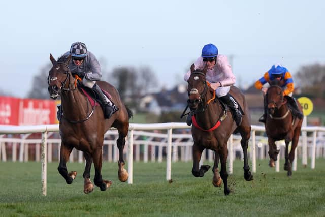 Mossy Fen Park takes the victory in race one, under jockey Darragh O’Keefe. (Photo by Philip Magowan / Press Eye)
