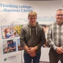 Alistair Sands from Donaghcloney, Craigavon pictured with course tutor Dr Alistair Boyle on arrival at Loughry Campus, CAFRE where he will be completing the Agricultural Business Operations (Level 2) in Dairying course.Pic: DAERA