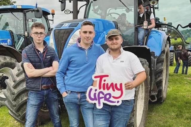 Glen Montgomery's brother Danny with friends at the Bleary YFC tractor run. Picture: Bleary YFC