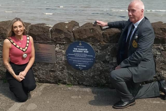 Councillor Leah Kirkpatrick, Mayor of Antrim & Newtownabbey with Andy Bannister
